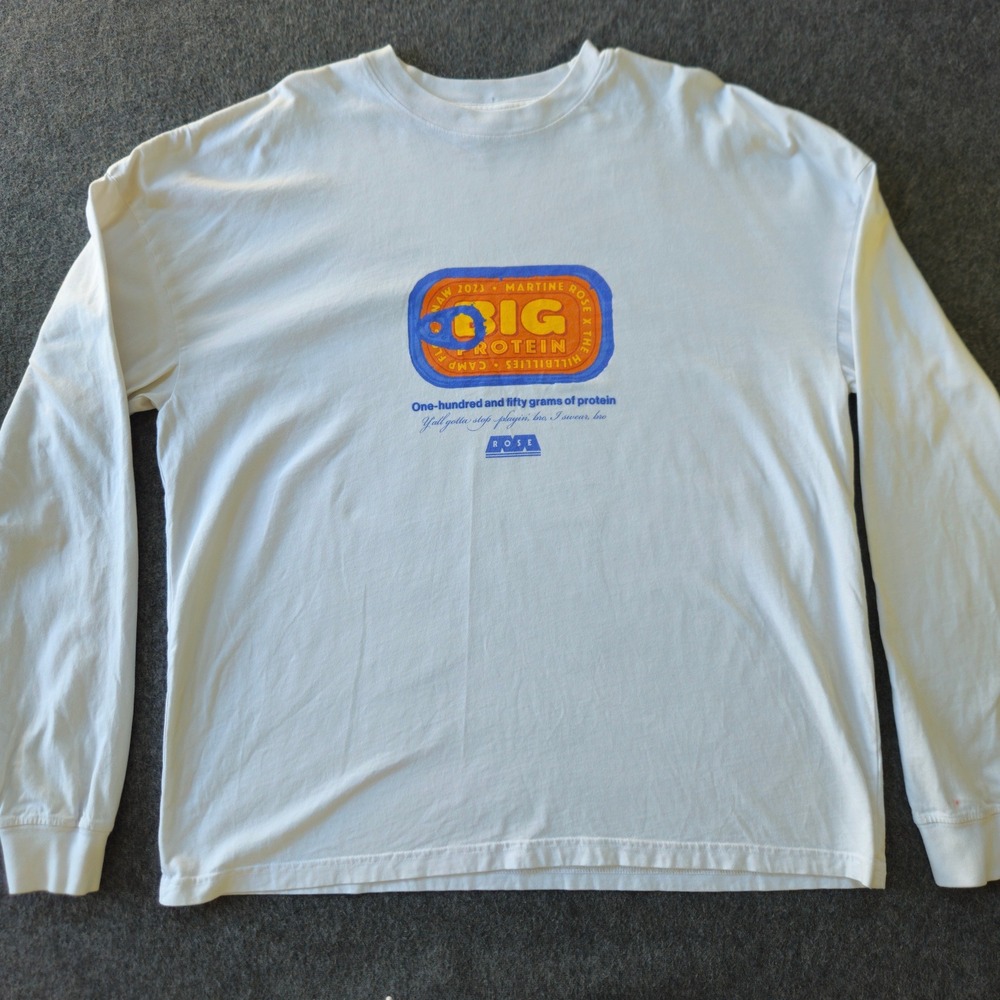 Martine Rose x The Hillbillies Mens XL White Camp Flog Gnaw Big Protein Tee GOOD